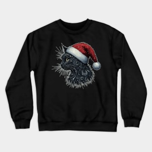 Retro cosmic christmas artistic black cat Crewneck Sweatshirt